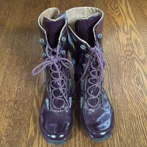 Ahnu Boots Women’s Size 7.5 Purple Laguna Patent Leather Waterproof Trail Hiking
